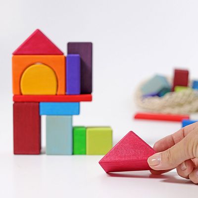 Byggklossar 30 st färgade geometriska klossar