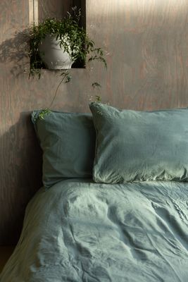 Påslakanset Crinkle EKO Mineral Green