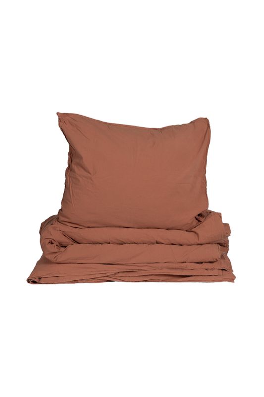 Påslakanset Crinkle EKO Terracotta