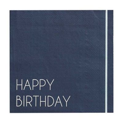 Servetter Happy Birthday Mörkblå 16-pack
