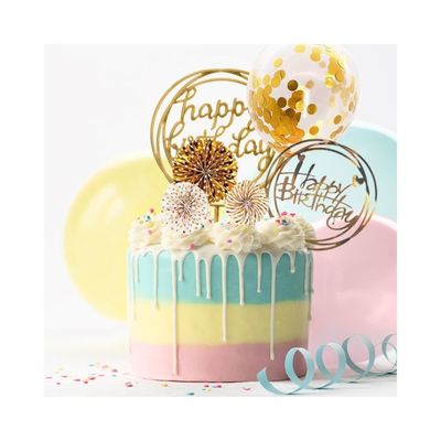 Tårtdekoration Pappersmånar Happy birthday Guld