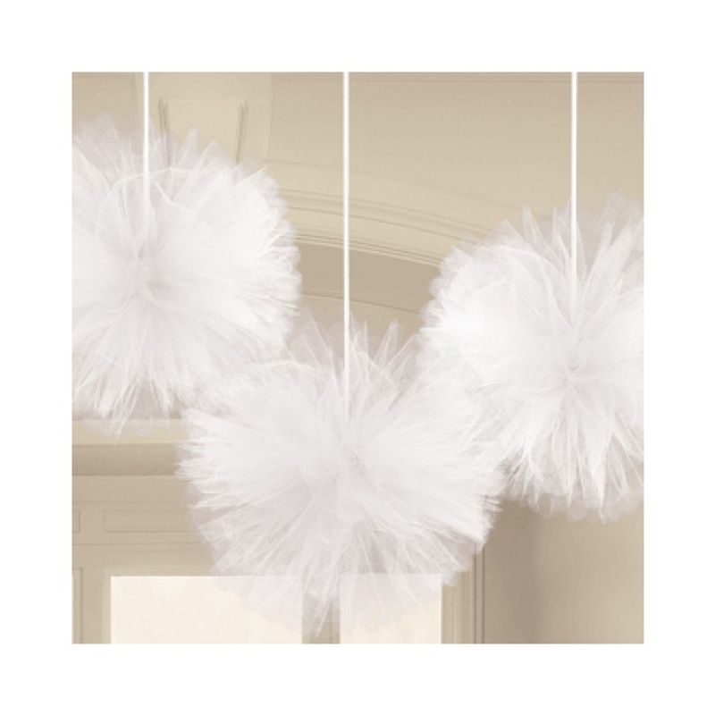 Vita Pom Poms i Tyll