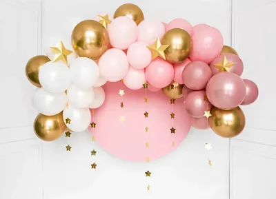 Ballongbåge 2m, rosa och guld