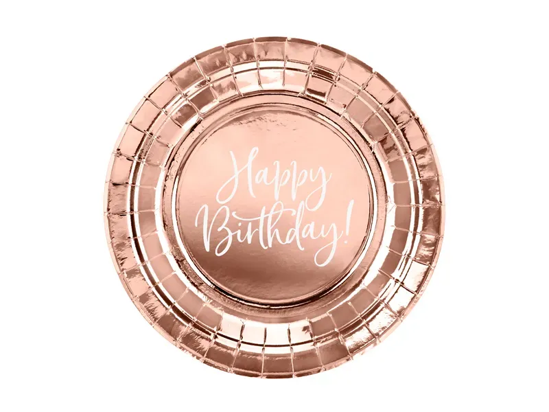 Papptallrikar Happy Birthday, rosé