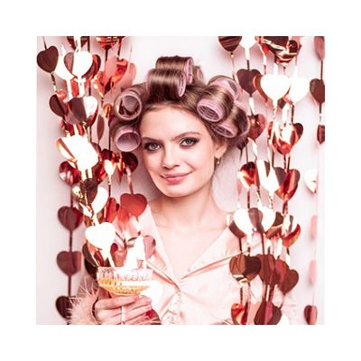 Draperi Hjärtan Roséguld