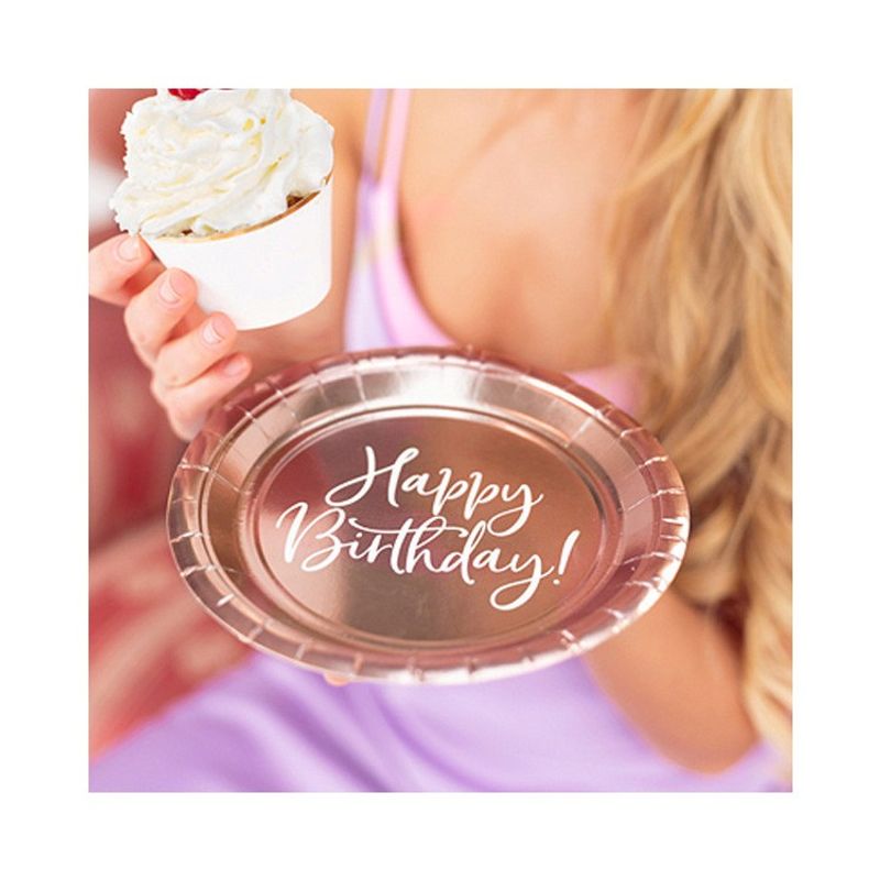 Pappersassietter Roséguld Happy Birthday