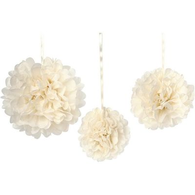Pom pom 3-pack Krämvita