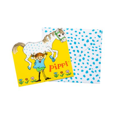 Inbjudningskort Pippi Långstrump, 8-pack