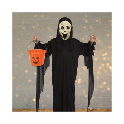 Halloweenkläder demon och pumpa hink, set