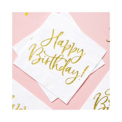 Servetter Happy Birthday Guld
