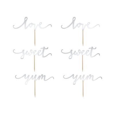 Cupcake Topper Love Silver 6-pack