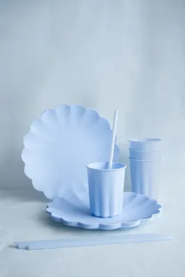 Sugrör i plast, blå, 12st