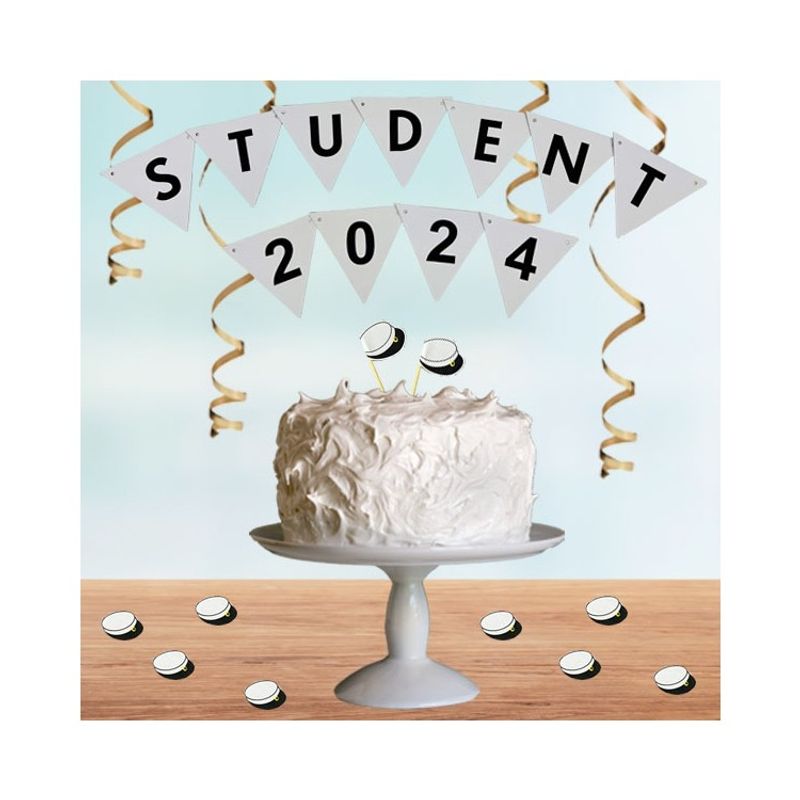 Studentdekorationer kit svart, vit, guld