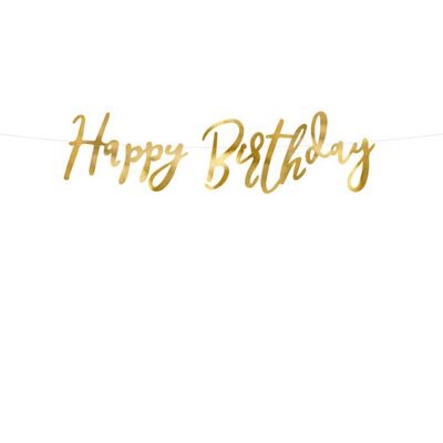 Girlang Happy Birthday Guld