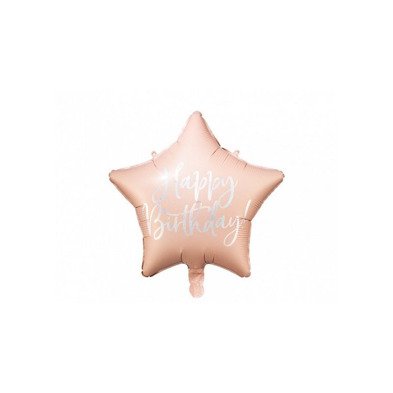 Folieballong Happy Birthday Ljusrosa