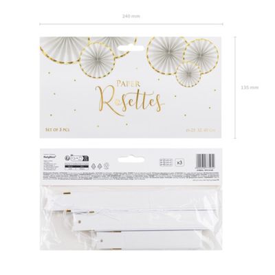 Pappersmåne 3-pack Vit med guldkant