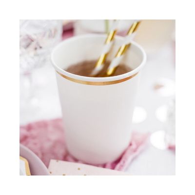 Pappersmugg Vita med Guldkant