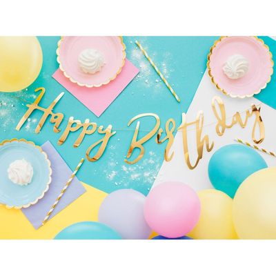 Girlang Happy Birthday Guld