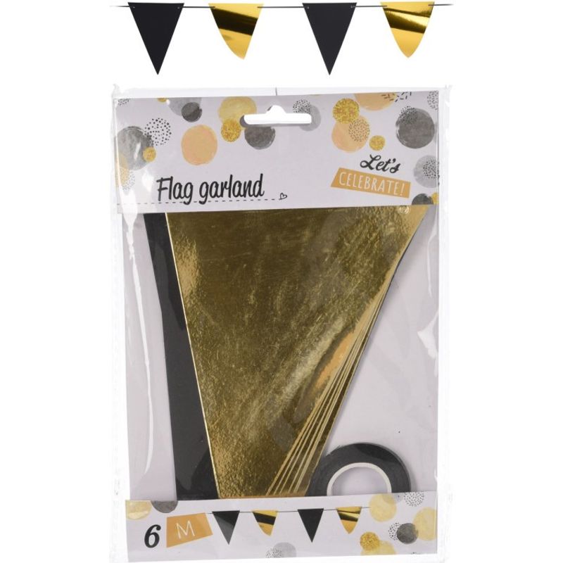 Vimpelgirlang Svart & Guld 6 meter