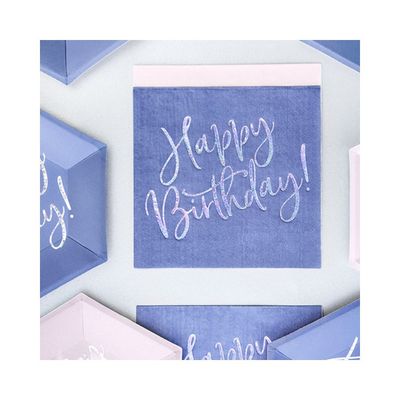 Servetter Blå Happy Birthday