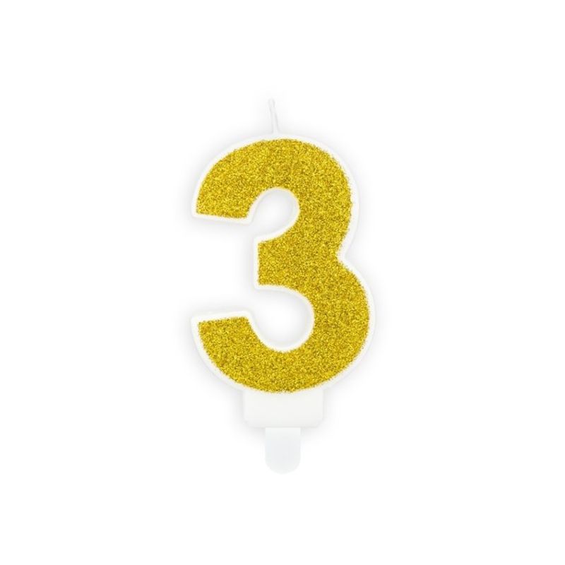 Tårtljus 3 Guld
