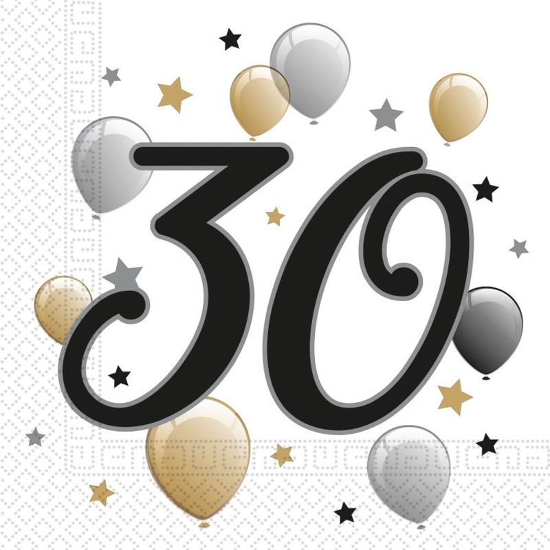 Servetter 30 år Gold & Black