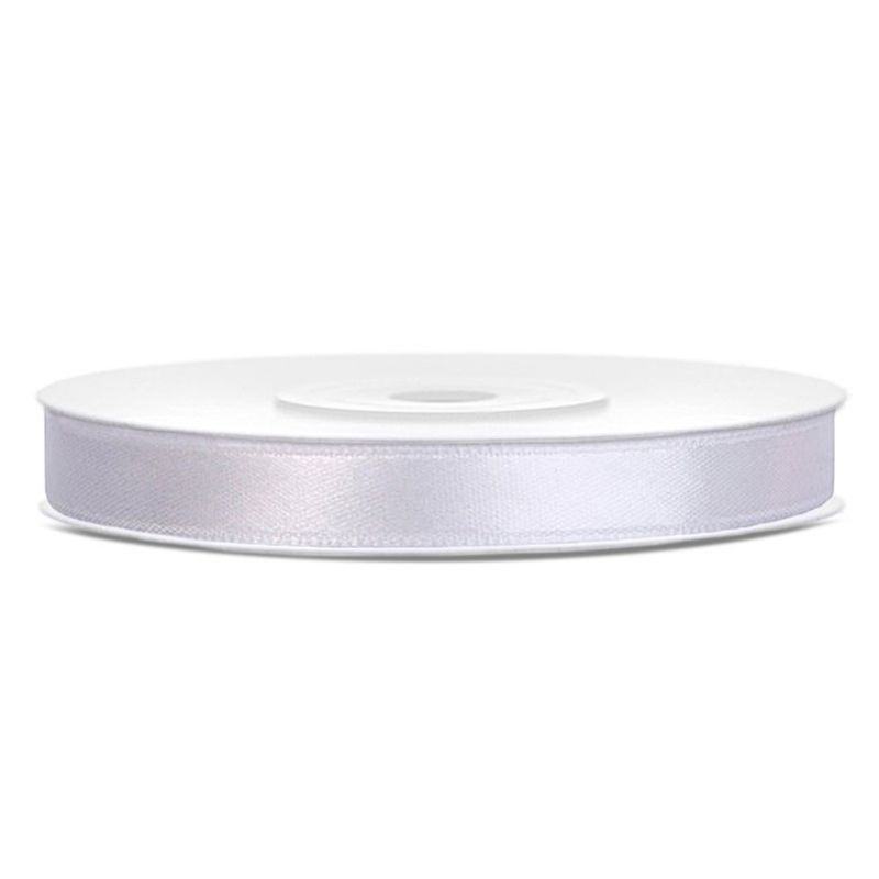 Sidenband, Satinband Vit 6 mm