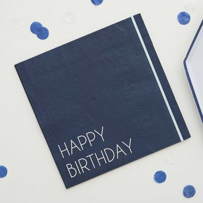 Servetter Happy Birthday Mörkblå 16-pack