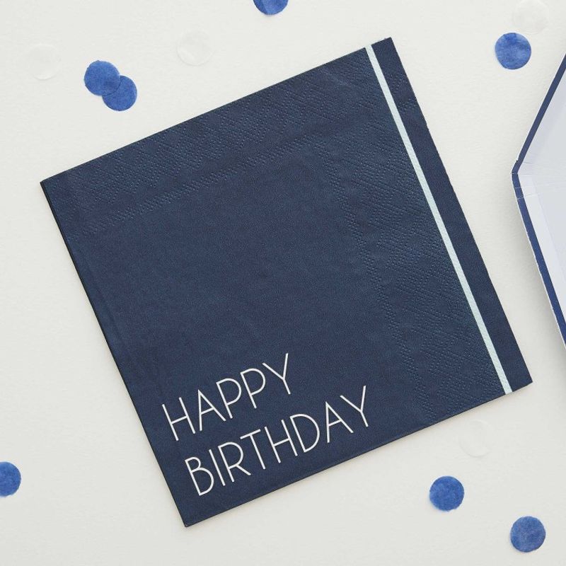 Servetter Happy Birthday Mörkblå 16-pack