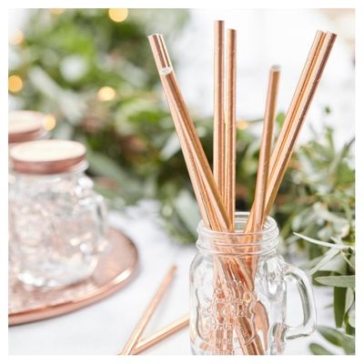 Papperssugrör Metallic Rosé