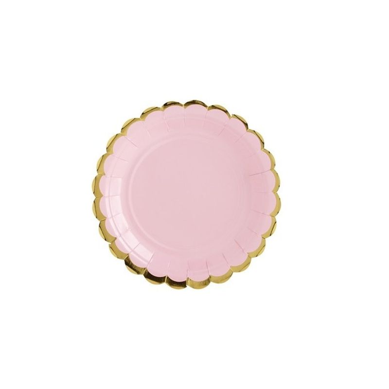Pappersassietter Rosa med Guldkant
