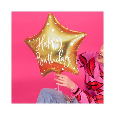 Folieballong Happy Birthday Guld