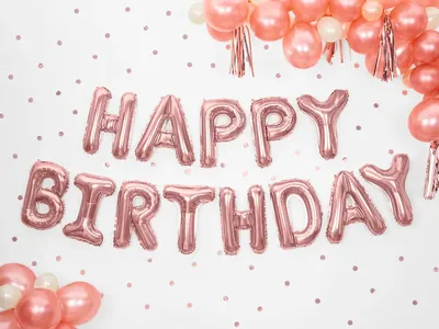 Folieballonger Happy Birthday, rosé