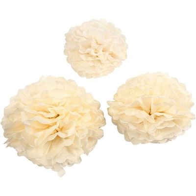 Pom pom 3-pack Krämvita