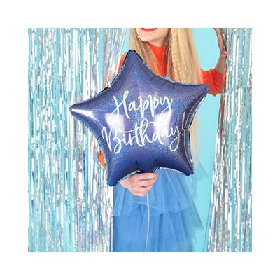 Folieballong Happy Birthday Blå