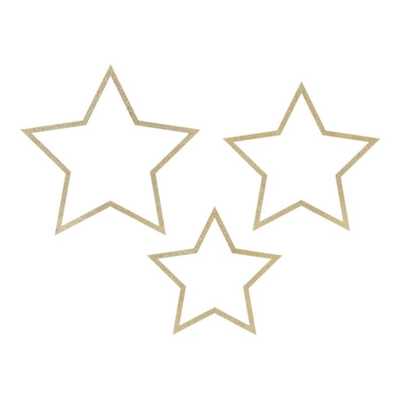Dekoration Stjärnor Guldglitter 3-pack