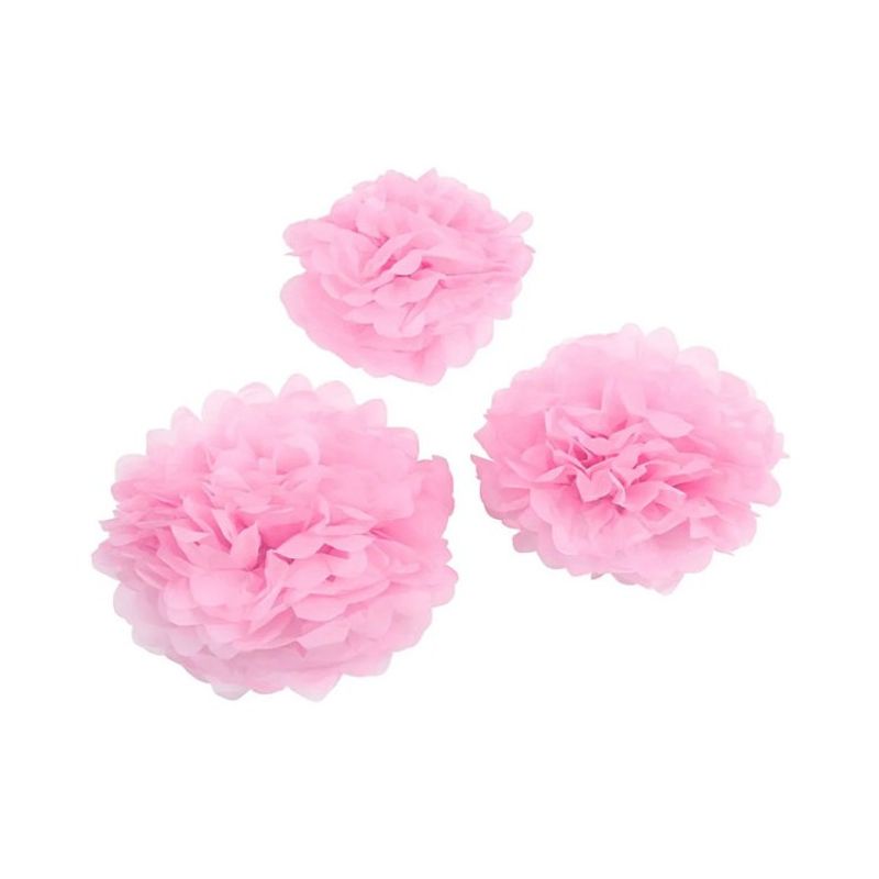 Pom Pom Papper Rosa  3-pack