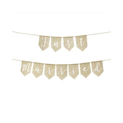 Banner av Juteväv "Just Married"