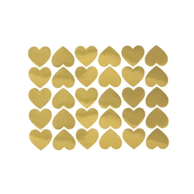 Hjärtformade klistermärken guld, 30st