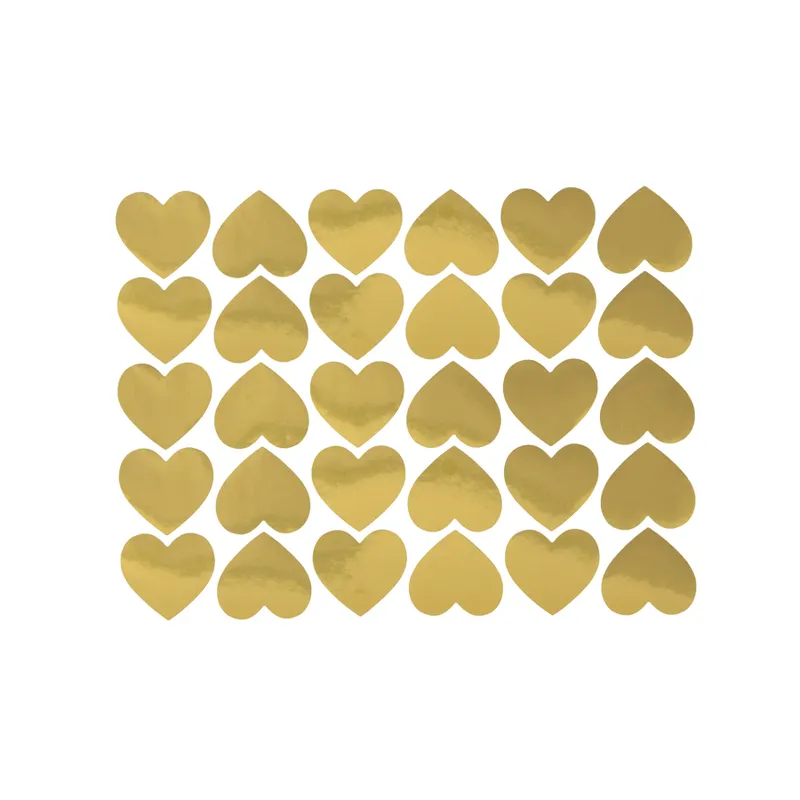Hjärtformade klistermärken guld, 30st