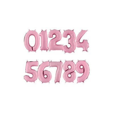 Sifferballong 0-9, pastellrosa 86cm