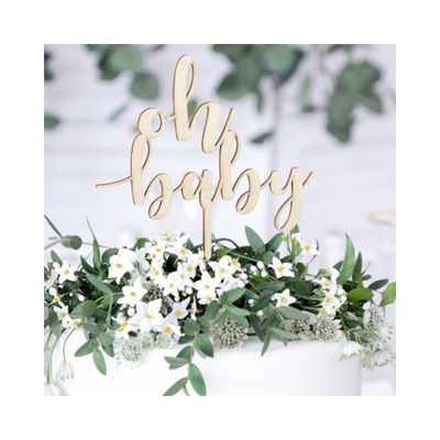 Cake Topper - Oh Baby - Trä