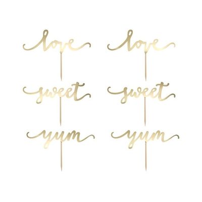 Cupcake Topper Love Guld 6-pack