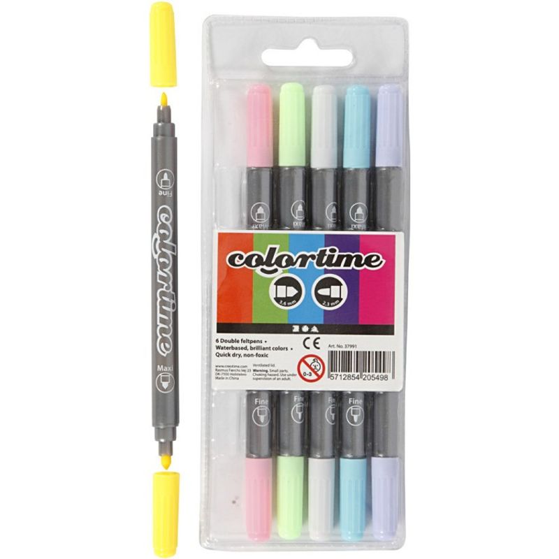 Tuschpennor dubbel Pastell