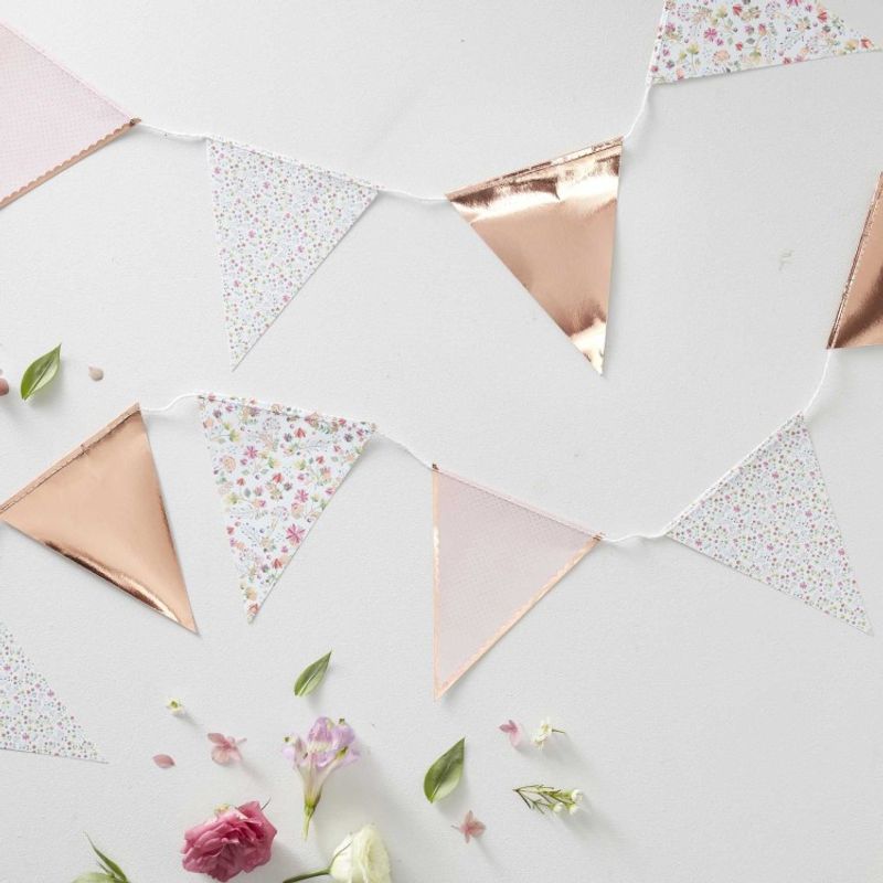 Vimpelgirlang Blommor och Rosé