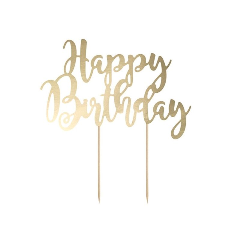 Cake Topper Happy Birthday Guld