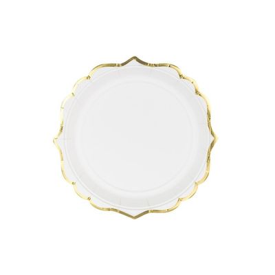 Pappersassietter Vita med Guldkant