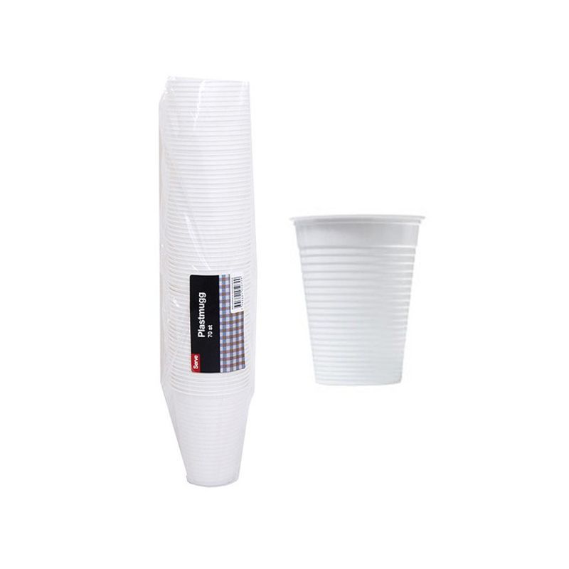 Plastmuggar Vit - 70 st