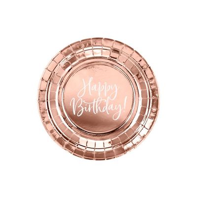 Pappersassietter Roséguld Happy Birthday
