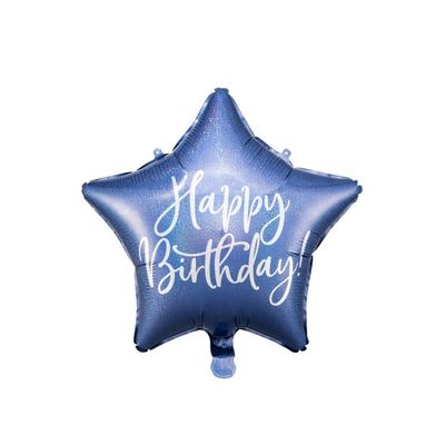 Folieballong Happy Birthday Blå